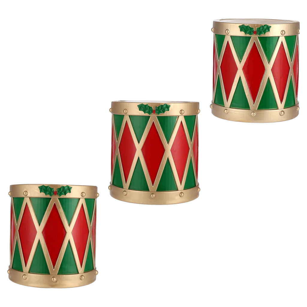 Blow Mold Stacked Drums Christmas Decoration, Red/Green/Gold, 33", by 