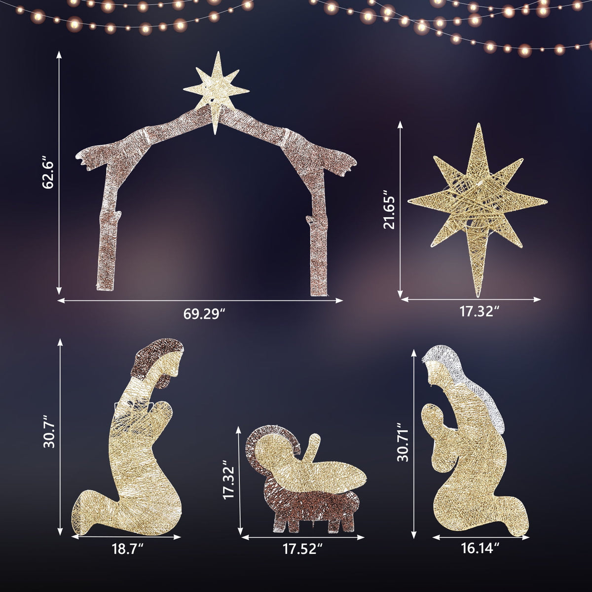 UBesGoo 6ft Light-Up Nativity Scene Christmas Decoration Nativity Christmas Outdoor Decor