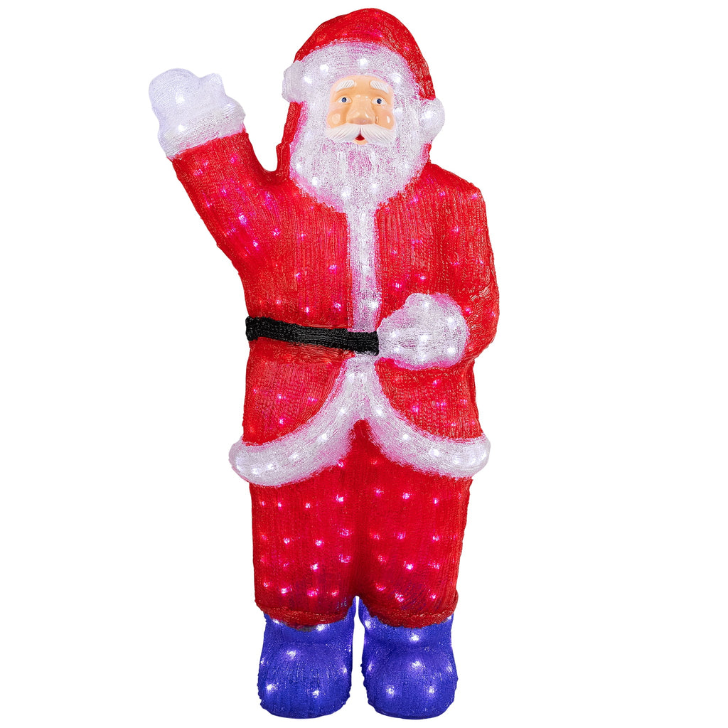 Northlight LED Lighted Waving Santa Claus Acrylic Commercial Grade Outdoor Christmas Decoration - 3'