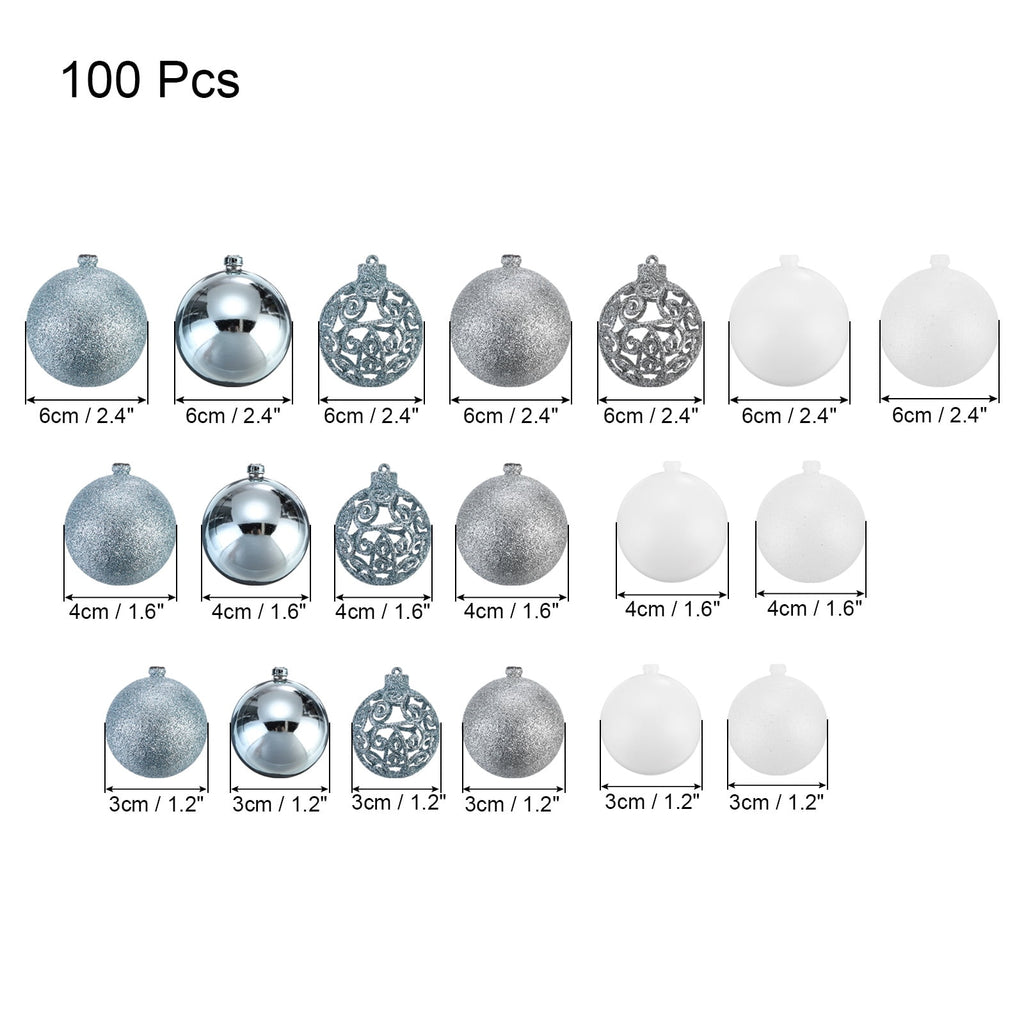 Uxcell Christmas Ball Ornaments Christmas Tree Decorations Balls Lake Blue and White for Decoration Christmas 100Pcs