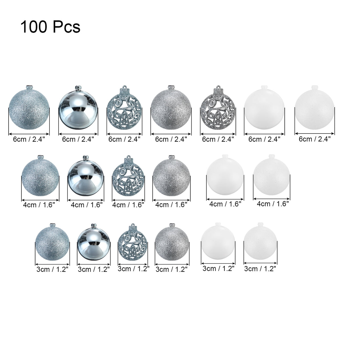 Uxcell Christmas Ball Ornaments Christmas Tree Decorations Balls Lake Blue and White for Decoration Christmas 100Pcs