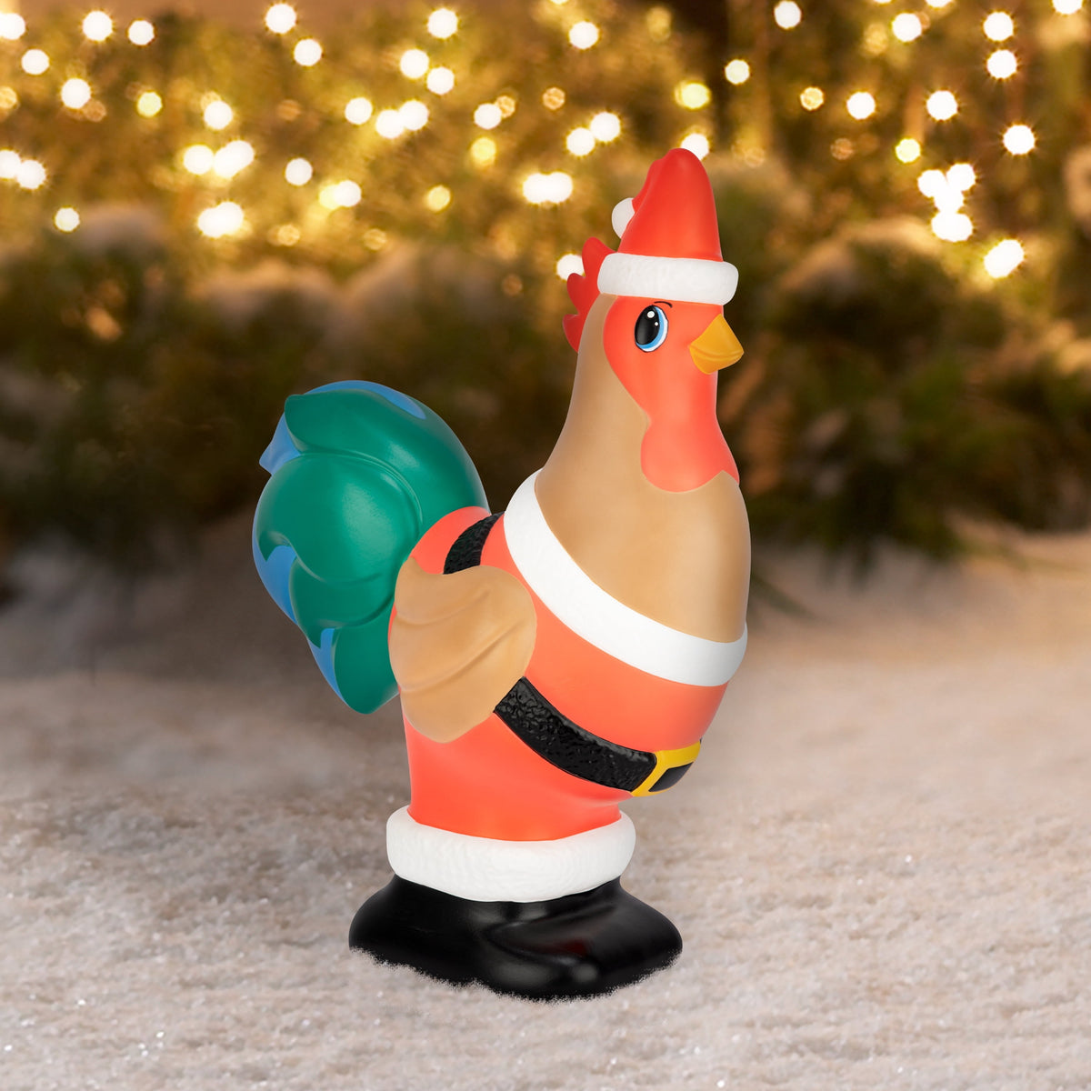 Lighted Blow Mold Rooster Indoor/Outdoor Christmas Decoration, Multicolor, 22.5", by 
