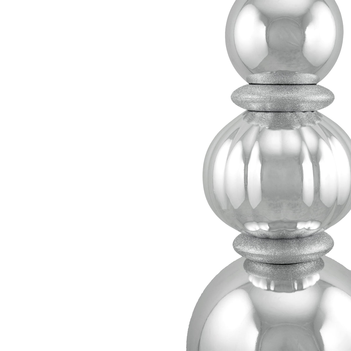 Northlight Shiny Ball Finial Tower Commercial Christmas Decoration - 4.5' - Silver
