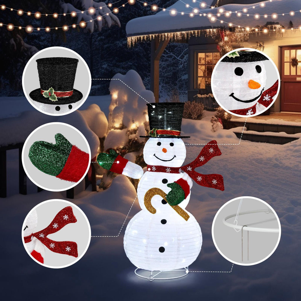 iTopRoad Lighted Snowman,Christmas Snowman Outdoor Indoor Home Decor Holiday Decoration with 100 LEDs,4Ft
