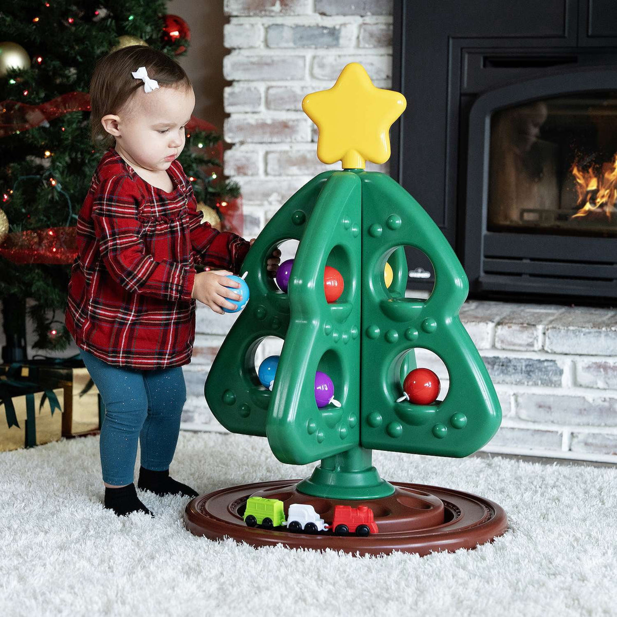 Step2 My First Christmas Tree with Toy Train Light Up Star 8 Bonus Ornaments for Toddlers Limited Edition Color