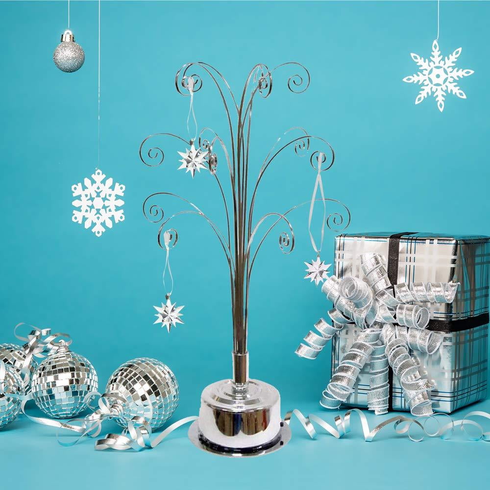 HOHIYA Ornament Display Tree Stand Rotating For Swarovski 2023 Ornament Christmas Annual Gift 16.75 Inch Silver