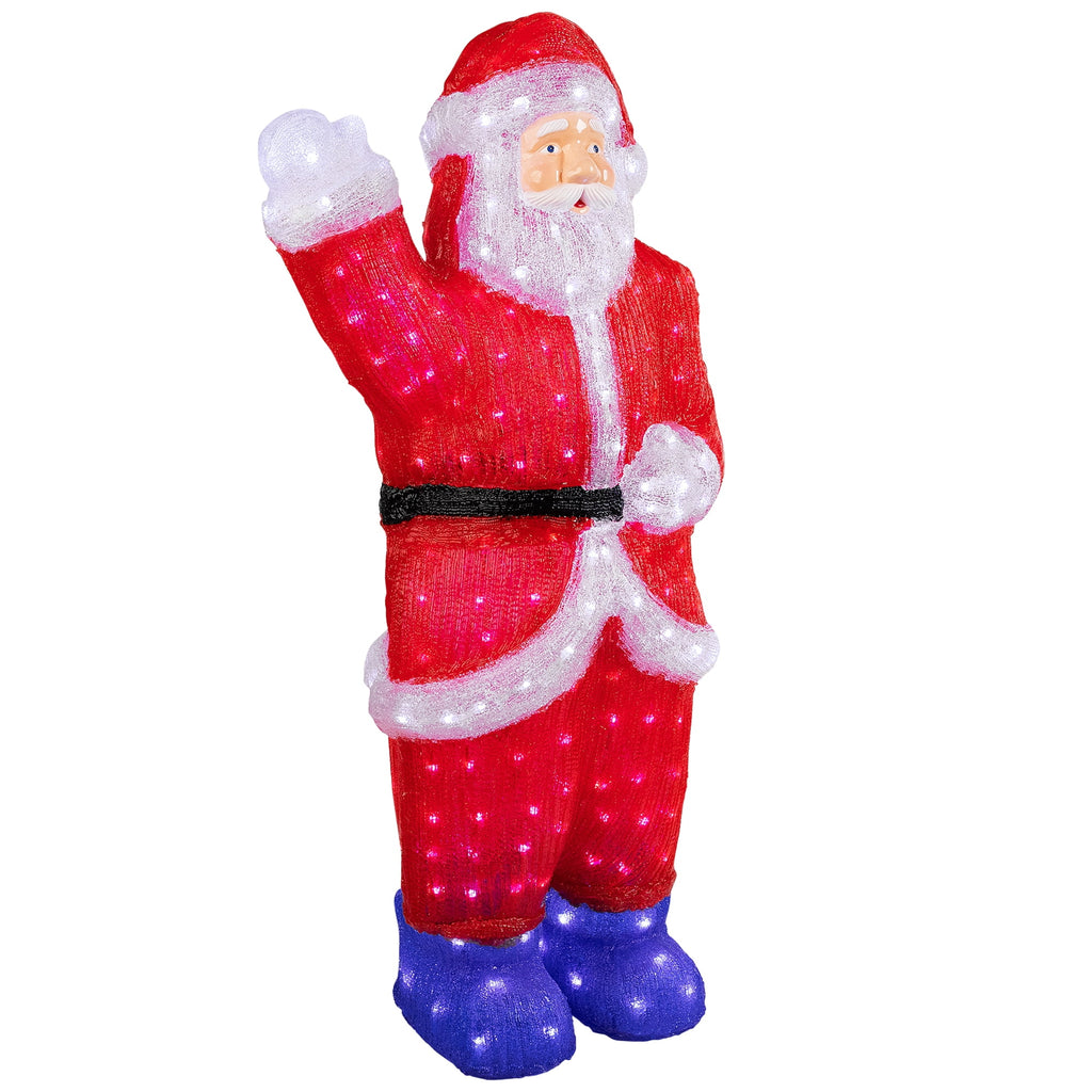 Northlight LED Lighted Waving Santa Claus Acrylic Commercial Grade Outdoor Christmas Decoration - 3'