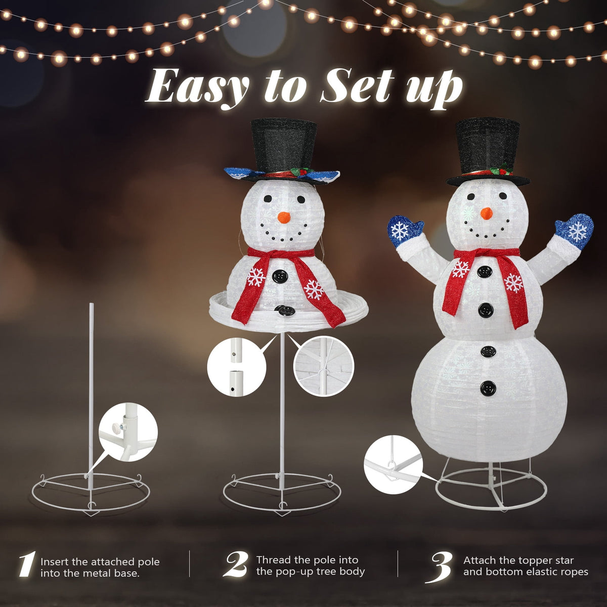 UBesGoo 6ft Lighted Pop-Up Snowman, Christmas Outdoor Decor Holiday Decoration w/ 120 LED Lights,Hat,Scarf
