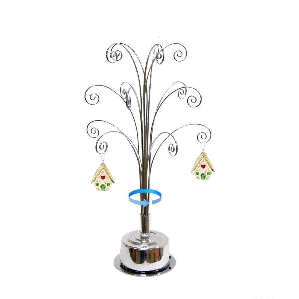 HOHIYA Ornament Display Tree Stand Rotating For Swarovski 2023 Ornament Christmas Annual Gift 16.75 Inch Silver