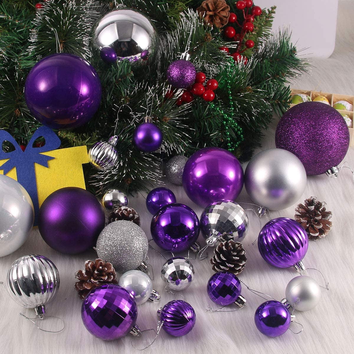 200Pcs Christmas Balls Ornaments for Christmas Tree Shatterproof Xmas Decors Hanging Ball Decorations