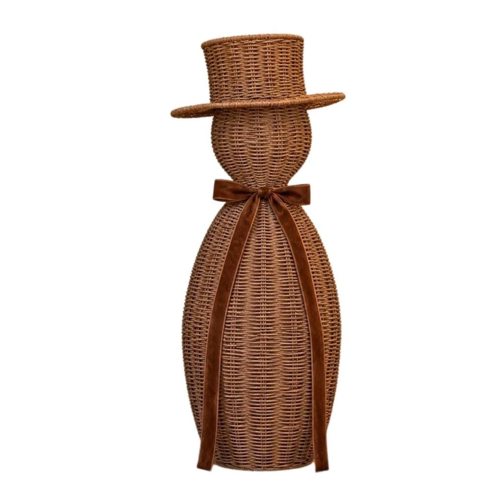 Clearance! Christmas Rattan Snowman with Bow, Christmas Winter Farmhouse Decor Gift, 14"