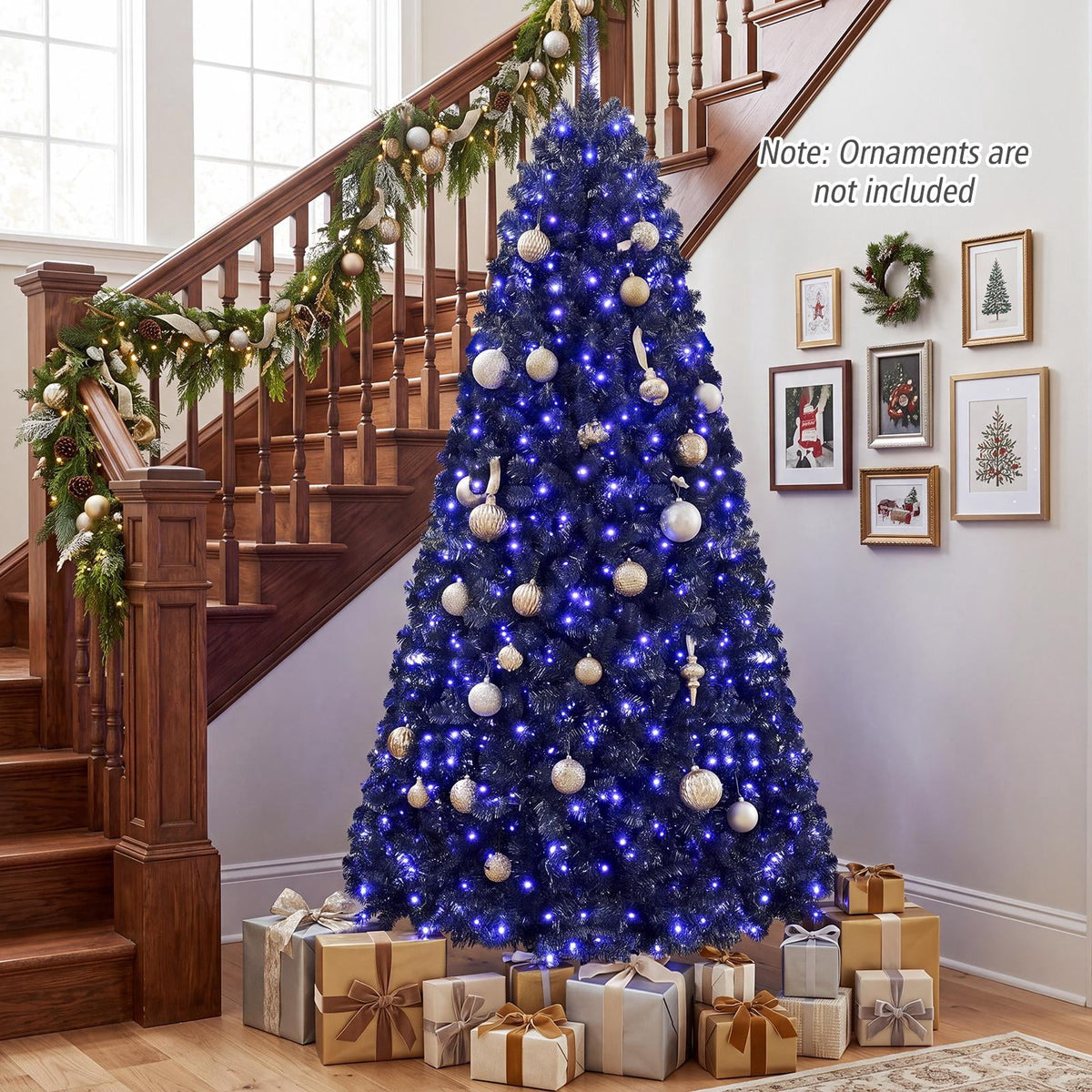 Costway 7 ft Pre-Lit Decoration Tree for Christmas Halloween Hinged Black