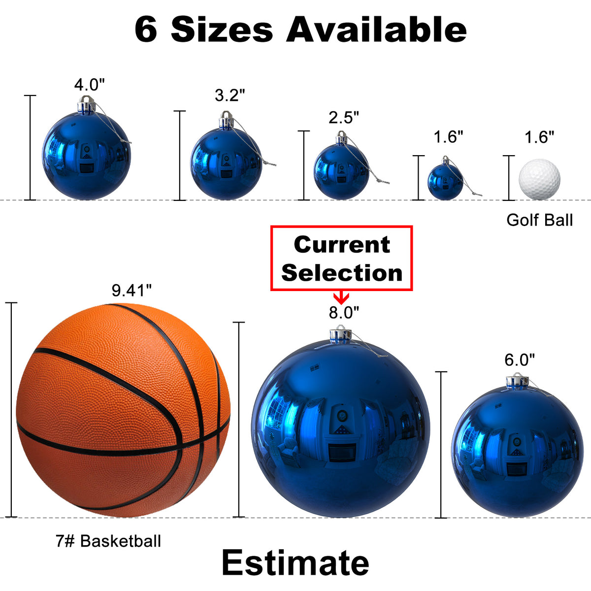 2Pcs 8.0" Extra Large Christmas Ornaments - Christmas Tree Decoration Balls for Birthday Holiday Wedding Decorations - Blue