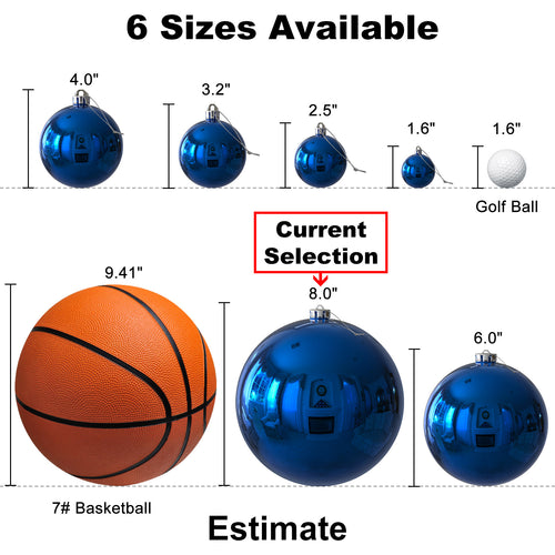 2Pcs 8.0" Extra Large Christmas Ornaments - Christmas Tree Decoration Balls for Birthday Holiday Wedding Decorations - Blue