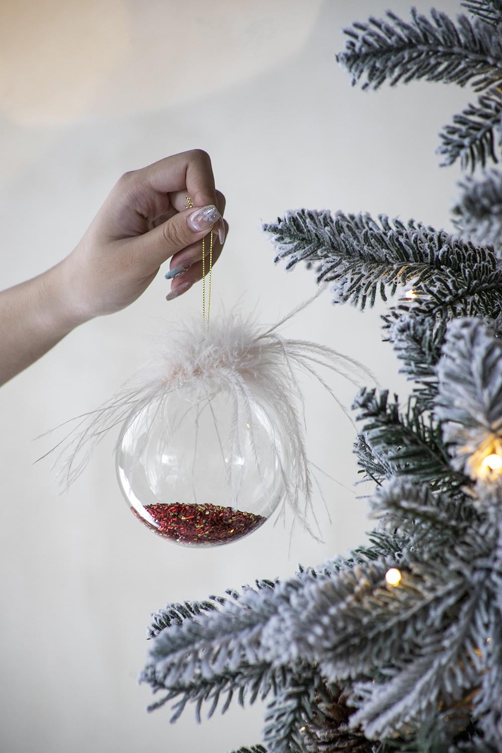 Set of 6 Christmas Ball Ornaments, Glass Decorative Hanging Ball Christmas Tree Ornaments for Holiday Party Decorations, D3.9"