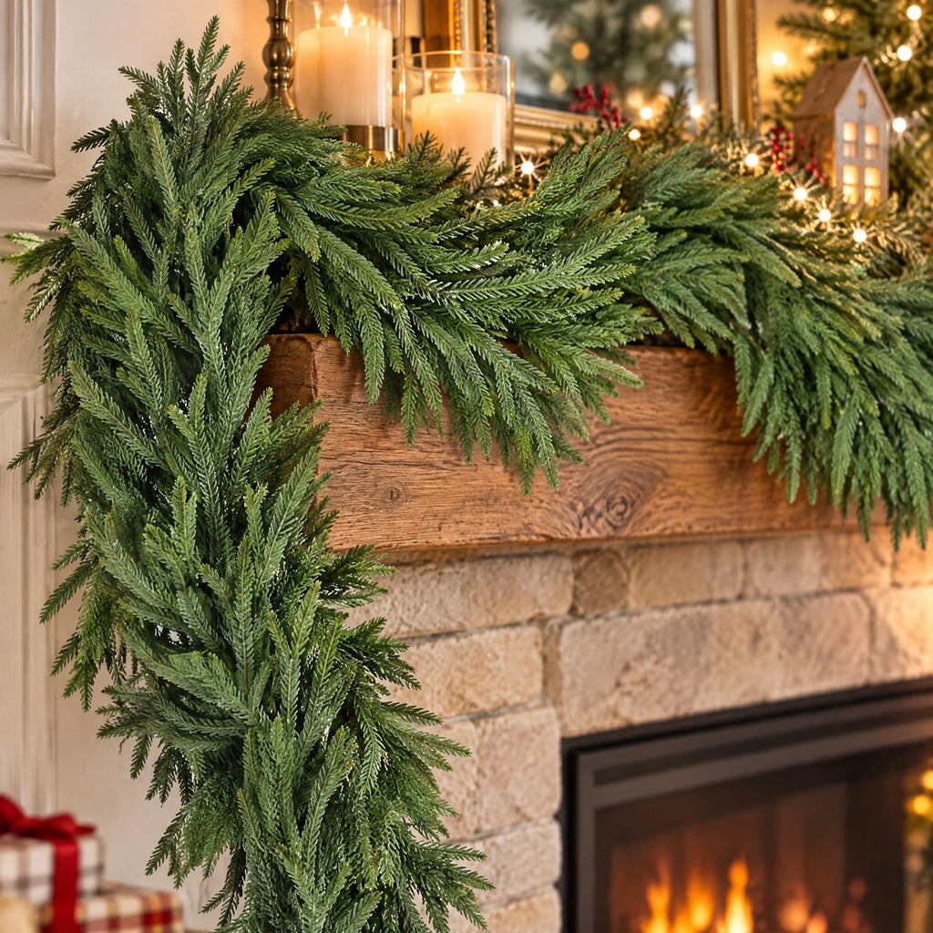  Norfolk Unlit Artificial Christmas Garland, Green, 9'