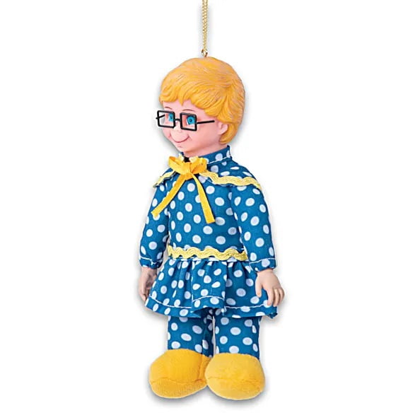 The Ashton-Drake Galleries Mrs. Beasley Doll Plush Christmas Ornament, Fabric Blue