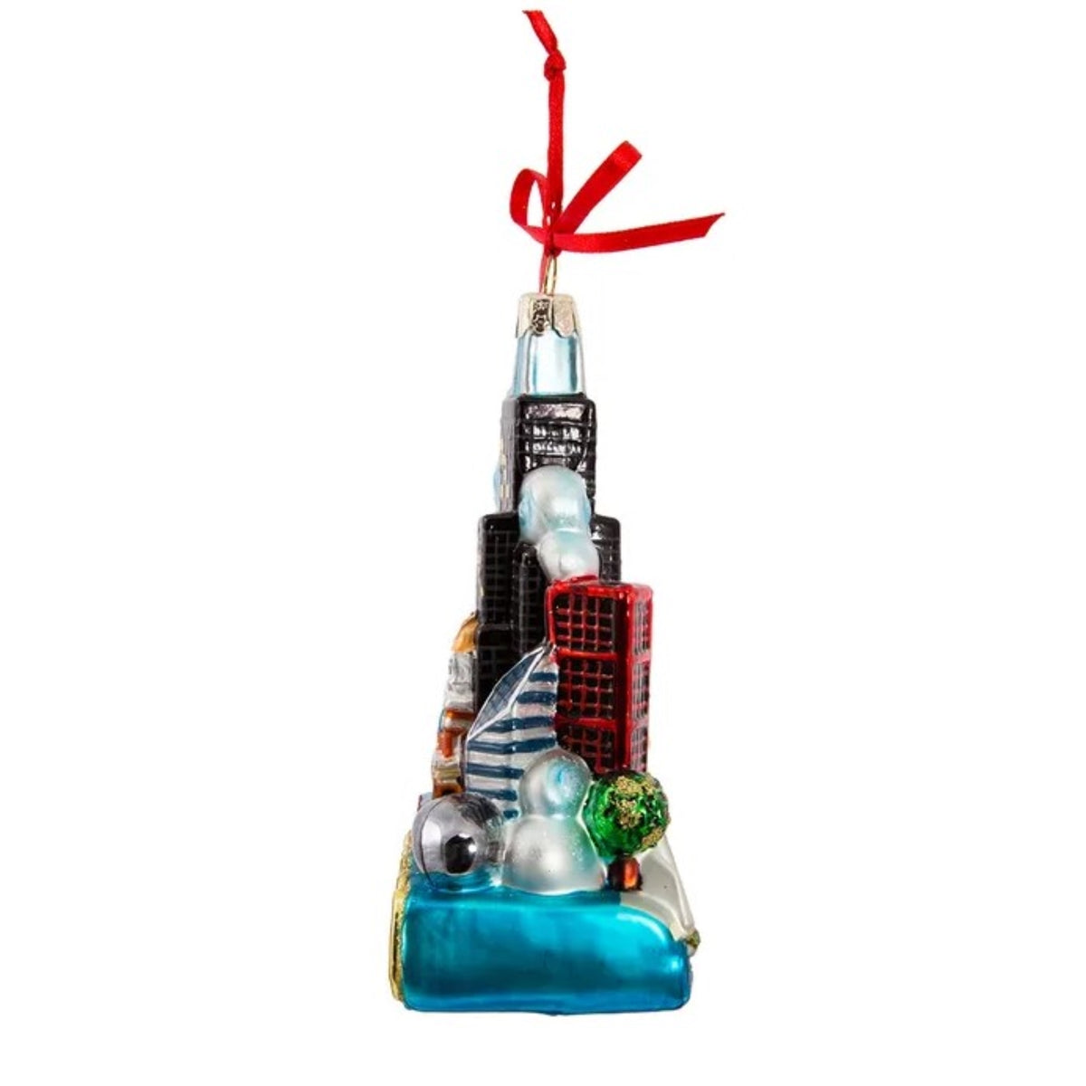 Kurt Adler 5-Inch Chicago Glass Ornament �?? Hand-Painted Christmas Tree Decoration Featuring City Landmarks