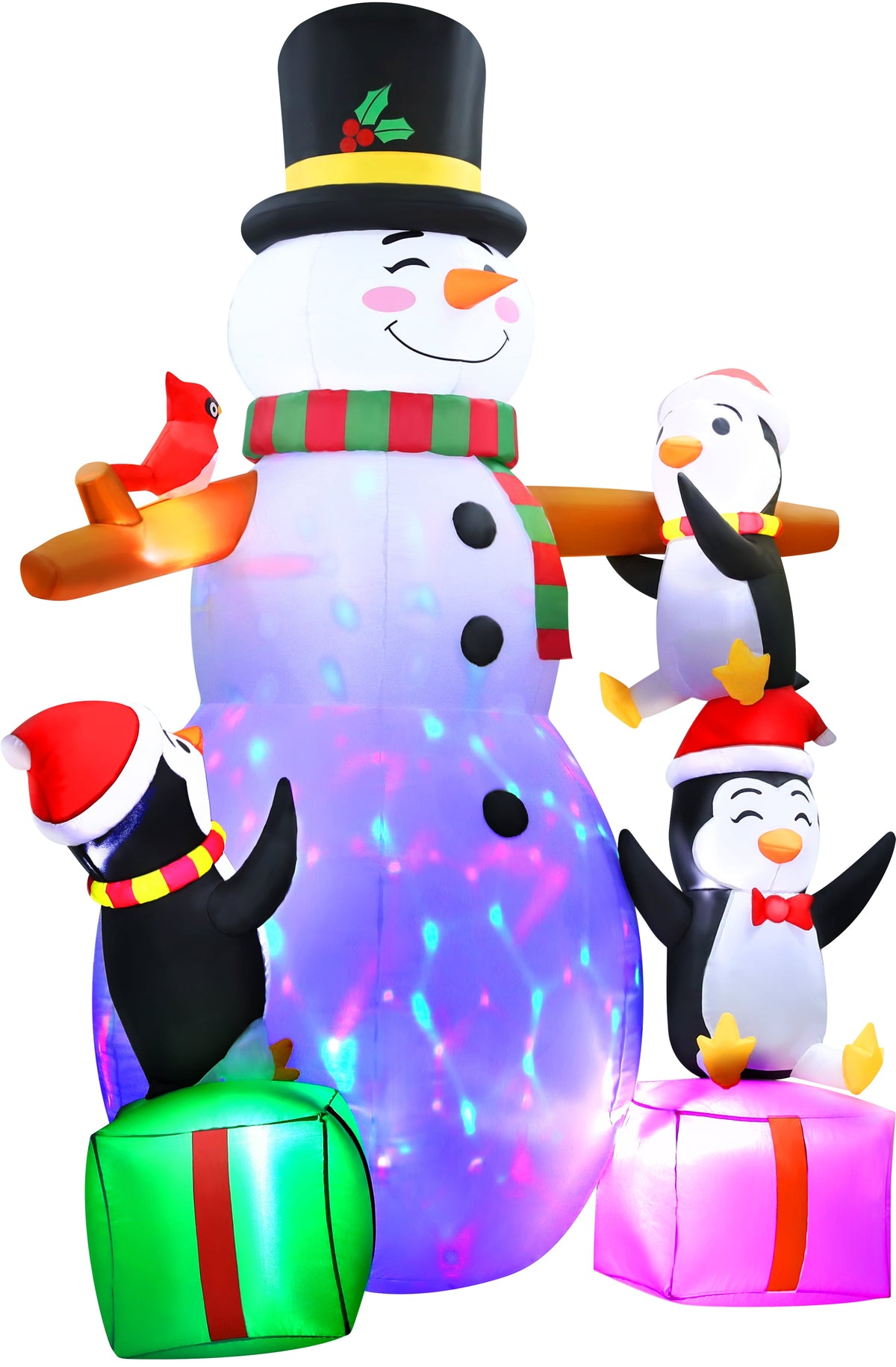 Yexmas 8 ft Giant Christmas Snowman Inflatable Outdoor Decoration with Build-in Multicolor LEDs, Blow Up Inflatables for Xmas Party Garden Patio Lawn