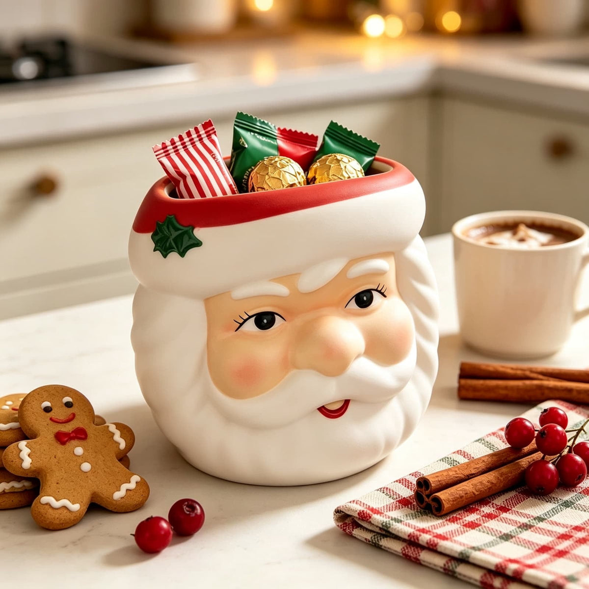 Clearance! 8" Christmas Blow Molds Santa Candy Bowl, Christmas Decorations Indoor Outdoor, Santa Claus Figurines