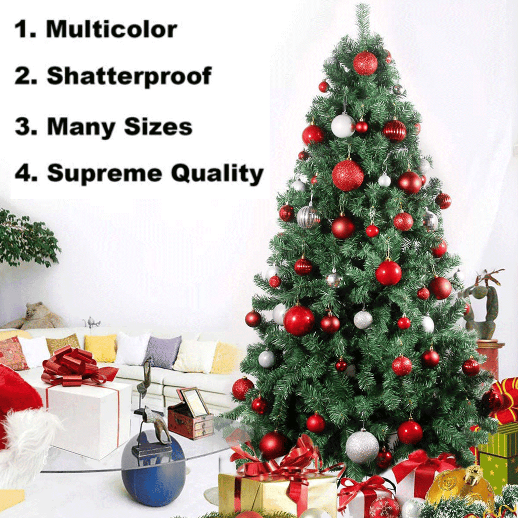 200Pcs Christmas Balls Ornaments for Christmas Tree Shatterproof Xmas Decors Hanging Ball Decorations
