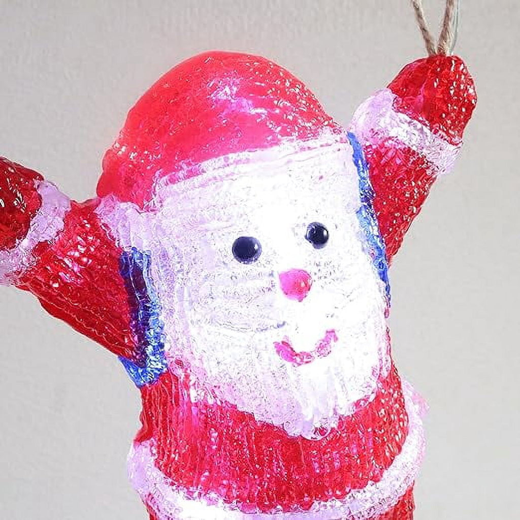 Fuchsun LED Acrylic Santa Claus with Parachute LED Hanging Lights with Timer for Window Living Room Garden Christmas Decoration Indoor Outdoor Holiday Display