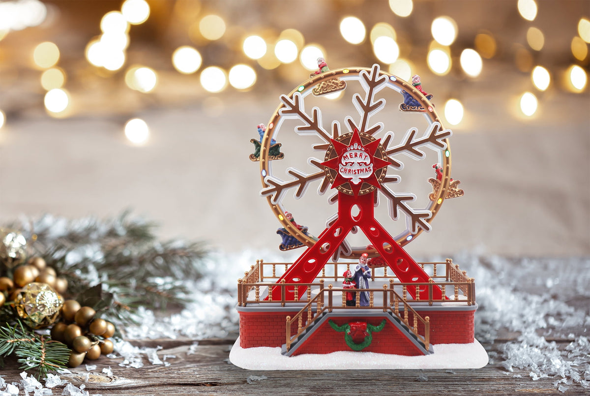 Christmas Ferris Wheel Animated Pre-lit Musical Christmas Village Perfect addition to your Carnival Christmas Decorations & Snow Village Displays 11 in