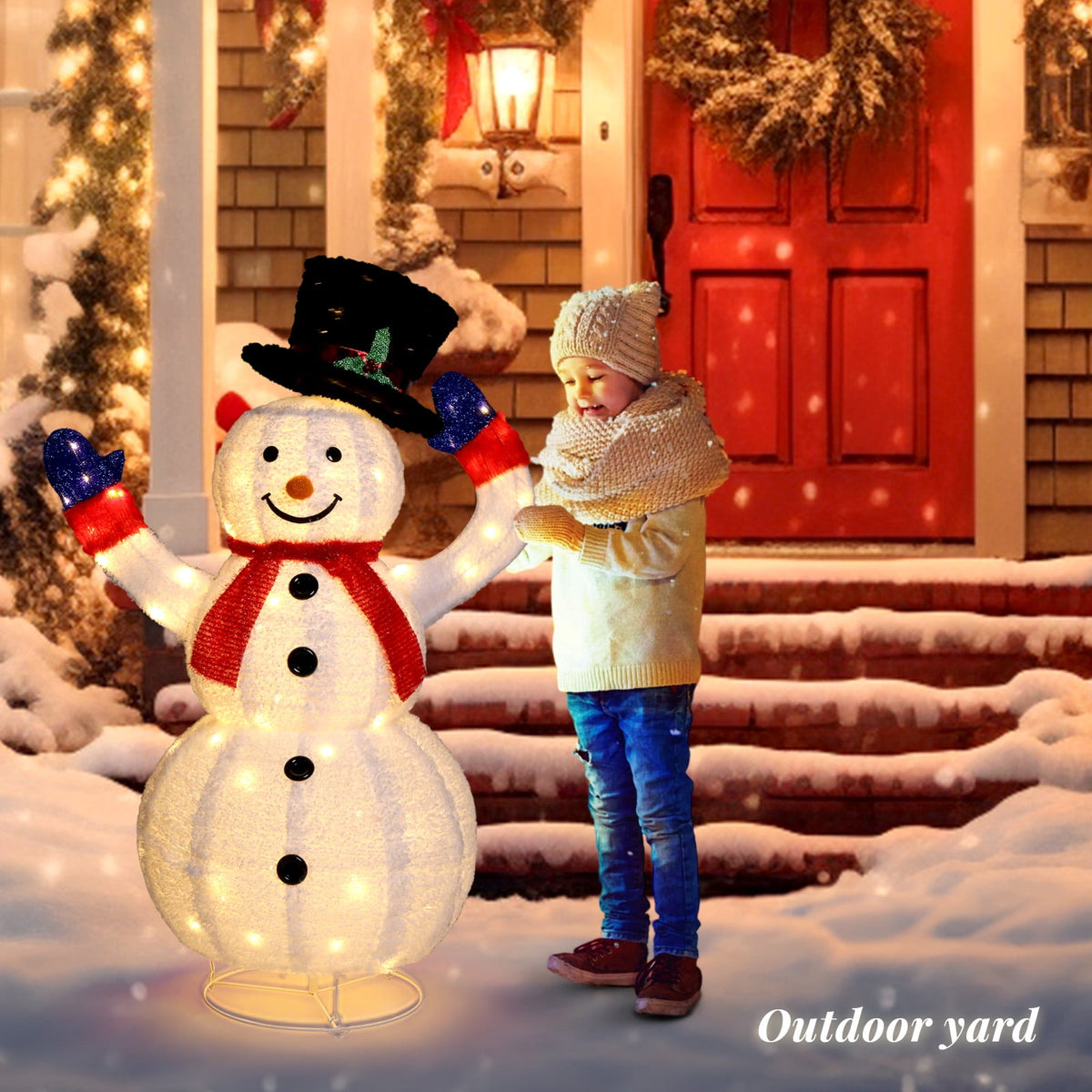 UBesGoo 4ft Lighted Pop-Up Snowman, Christmas Outdoor Decor Holiday Decoration w/ 120 LED Lights, Moving Hat