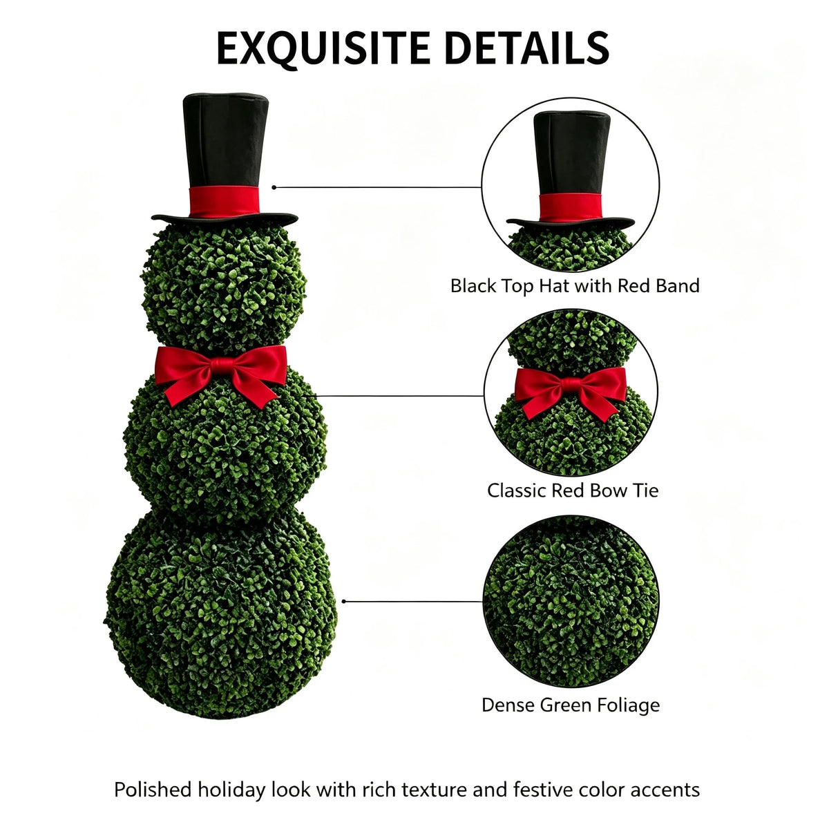 2 Pack Snowman Topiary Christmas Decoration, Artificial Boxwood Snowman Tree, Christmas Decor Indoor Outdoor, 32"