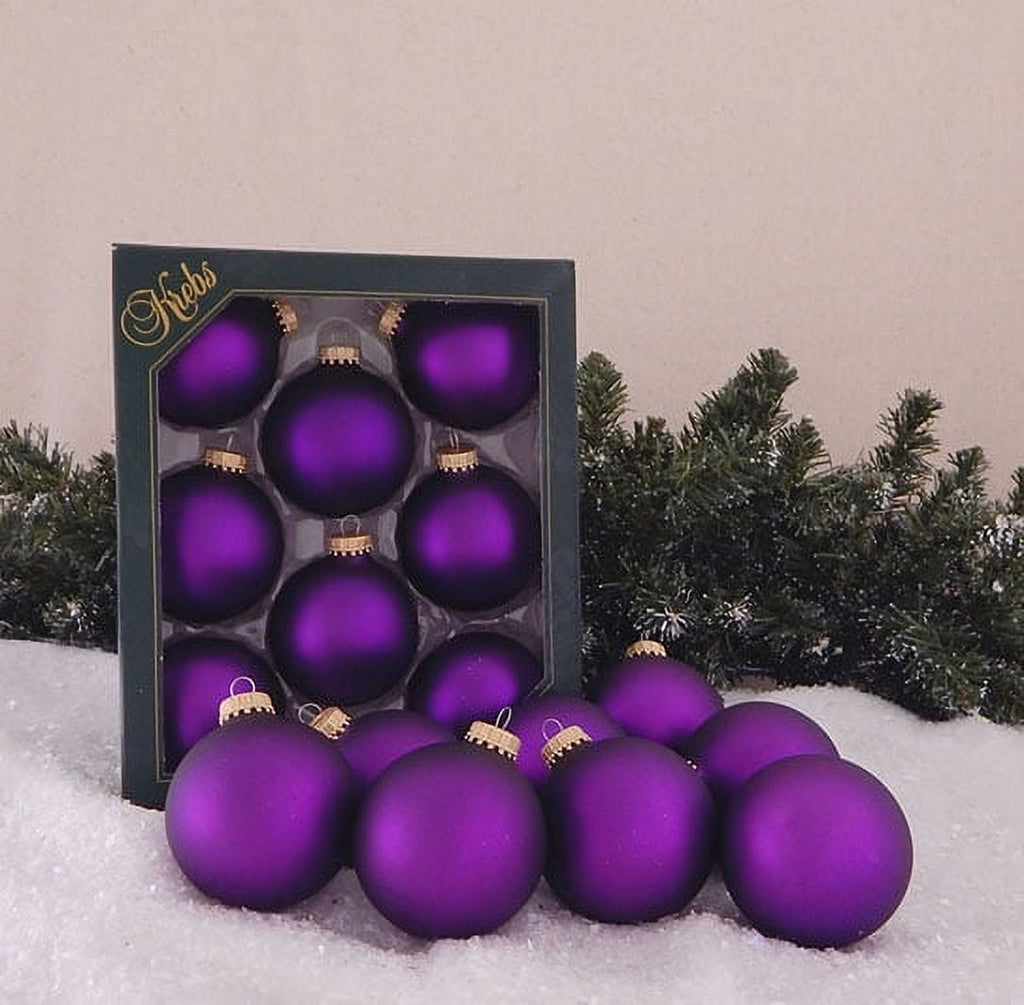 Christmas By Krebs Made in The USA Designer Seamless Glass Christmas Ball Ornaments, 2 5/8" (67mm), 8 Pieces