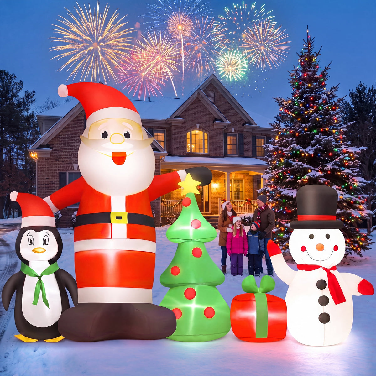 Yexmas 6FT Christmas Decorations Inflatables with Blow Up LED Lights, Santa Claus Snowman Penguin Gift Boxes & Christmas Tree for for Holiday Decor,Xmas Party,Yard, Garden and Lawn