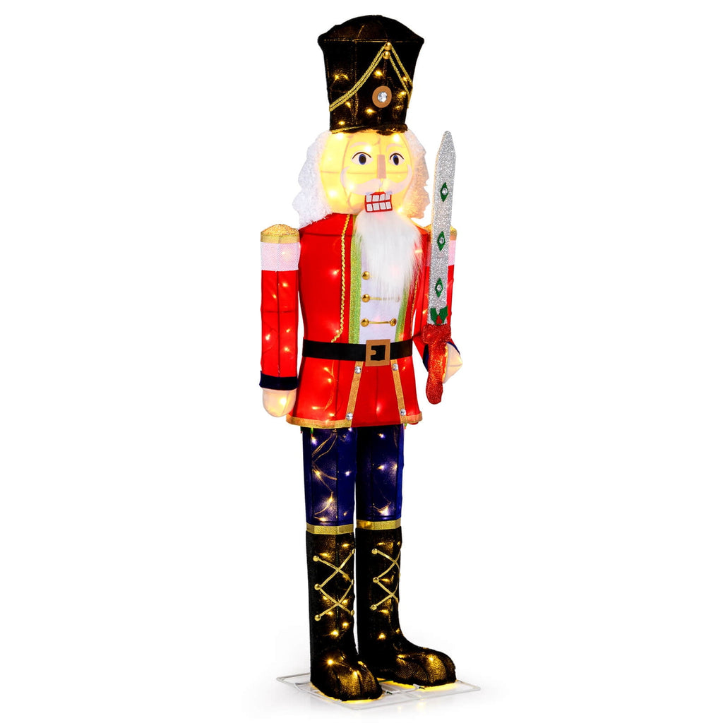 Costway 1 PCS 5 FT Lighted Nutcracker Soldier Outdoor Christmas Decoration with Glitter Sword