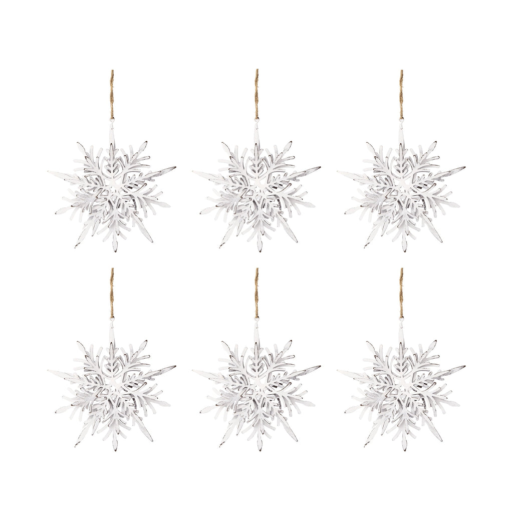 Iron Snowflake Hanger, Decorative Hanging Ball Christmas Tree Ornaments for Holiday Party Decorations, Set of 6, 6.1"x1.8"x6.3"