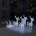 vidaXL Christmas Decoration Lighted Reindeer and Sleigh with LEDs Acrylic